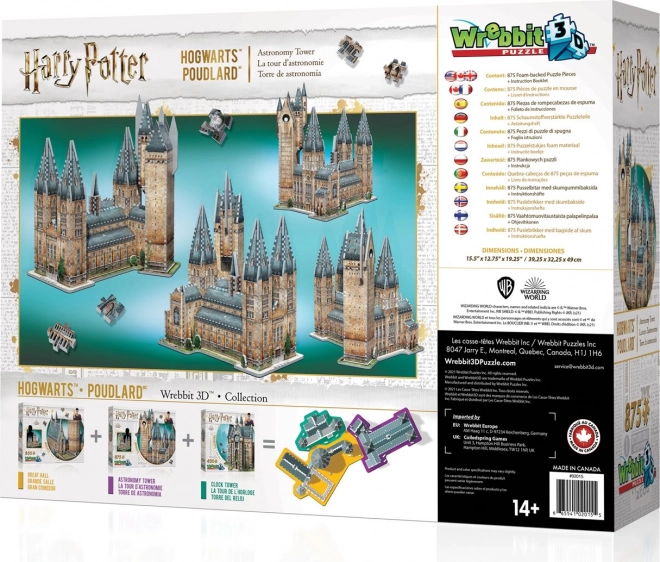 WREBBIT 3D puzzle Harry Potter: Bradavice, Astronomická věž 875 dílků