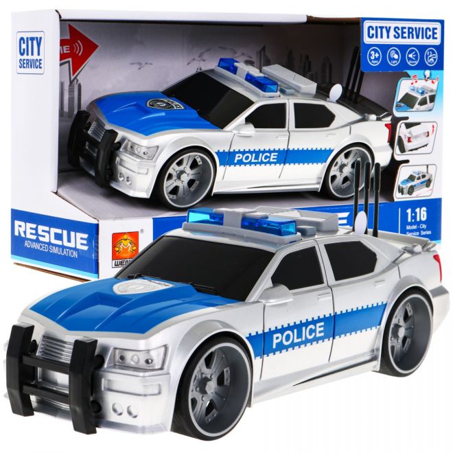 Interaktivní policejní auto pro děti 3+ Model policejního auta 1:16 Světla + zvuky