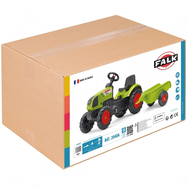 Šlapací traktor Claas Arion 410 s valníkem zelený