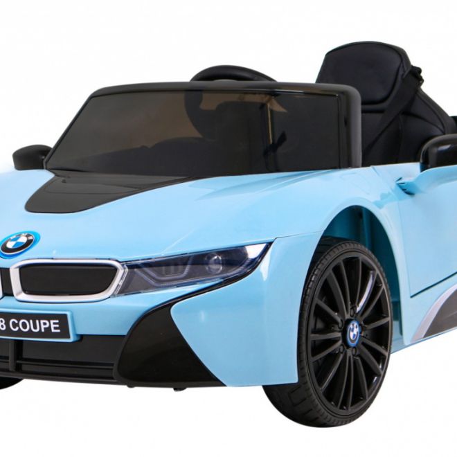 BMW I8 Lift Battery Car Blue + dálkové ovládání + pomalý start + 3bodové pásy + MP3 USB + LED dioda