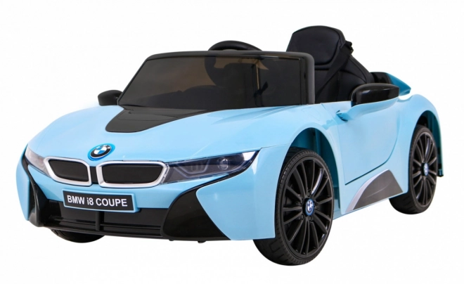 BMW I8 Lift Battery Car Blue + dálkové ovládání + pomalý start + 3bodové pásy + MP3 USB + LED dioda