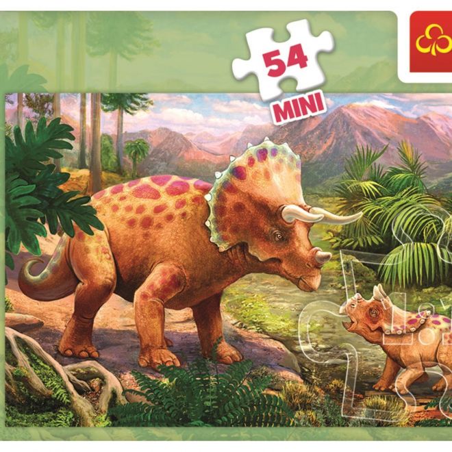 TREFL Puzzle Úžasní dinosauři: Triceratops s mládětem 54 dílků