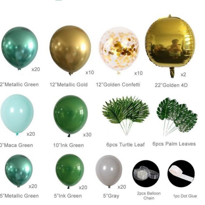 Velká zelená balónková girlanda - 142 balónků