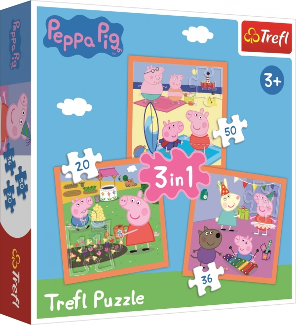 Puzzle 3v1 Důmyslné prasátko Peppa