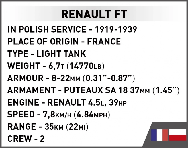 COBI 2992 Great War Renault FT Victory Tank 1920, 1:35, 304 k, 1 f