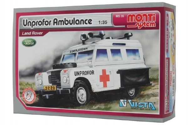 Stavebnice Monti System MS 35 Unprofor Ambulance Land Rover 1:35 v krabici 22x15x6cm