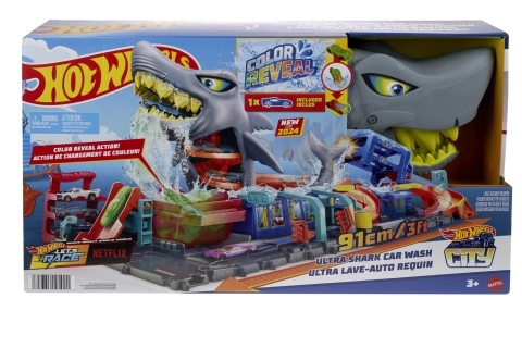 Hot Wheels City color reveal automyčka se žralokem HTN82