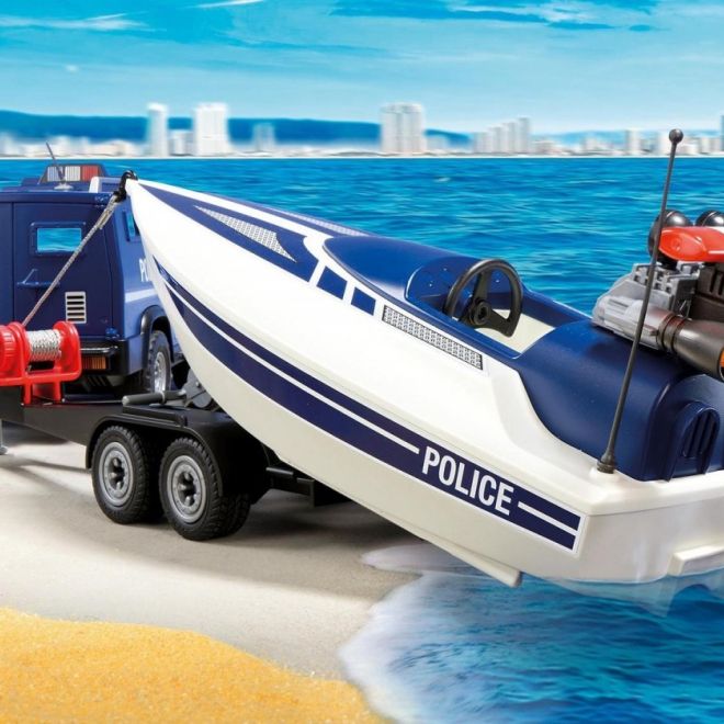 City Action 5187 Policejní terénní vozidlo s motorovým člunem sada s figurkami