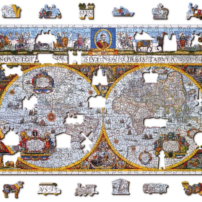 WOODEN CITY Dřevěné puzzle Antická mapa Nova Terrarum 2v1, 505 dílků EKO