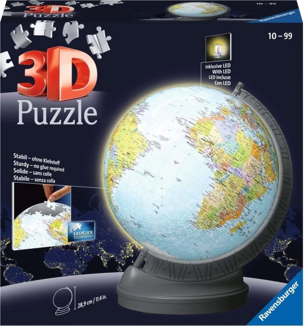 RAVENSBURGER Puzzleball Svítící Globus (Zeměkoule) 548 dílků