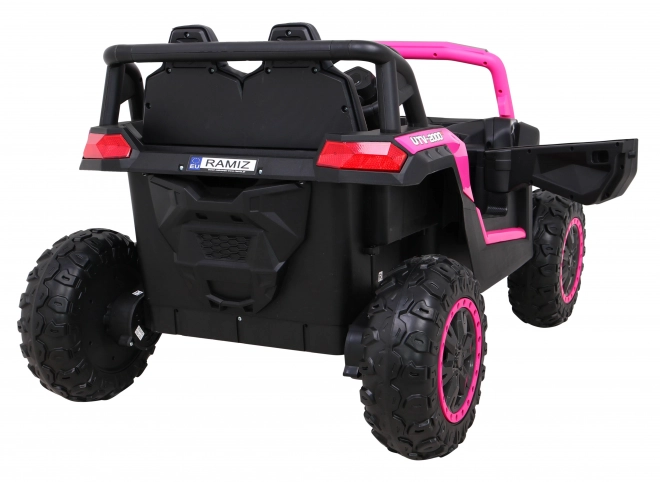 Buggy UTV 2000M závodní auto na baterie + MP3 zvuky světla + dálkové ovládání + pomalý start – Růžové