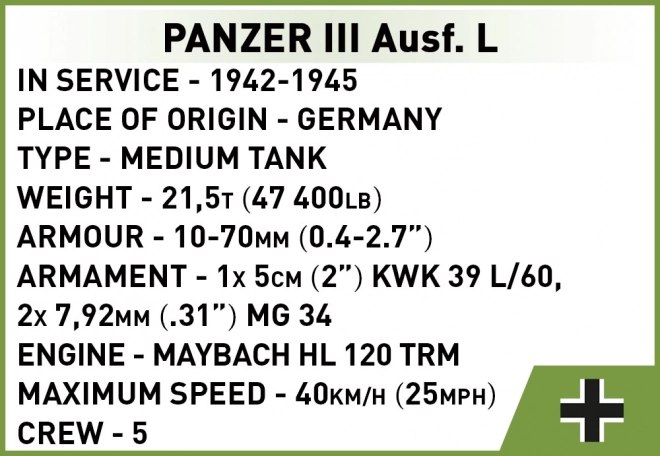 COBI 3090 II WW Panzer III Ausf L, 1:72, 82 k