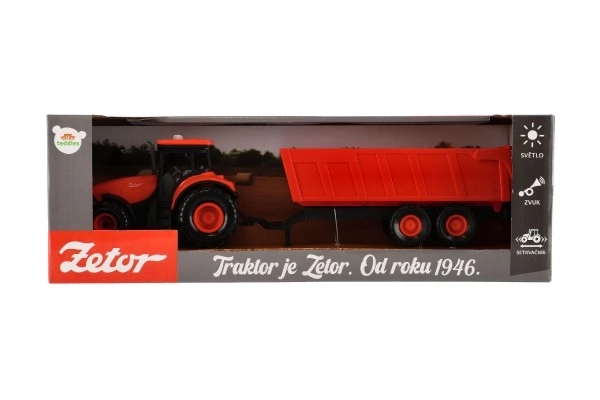 Červený traktor Zetor s valníkem se zvukovými a světelnými efekty - 36 cm