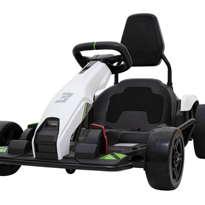 Dětská motokára na baterie Fast 3 Drift bílá + funkce Drift + 2x150W motory + LED rádio + pásy
