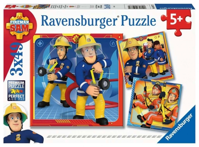 RAVENSBURGER Puzzle Požárník Sam: Do akce! 3x49 dílků