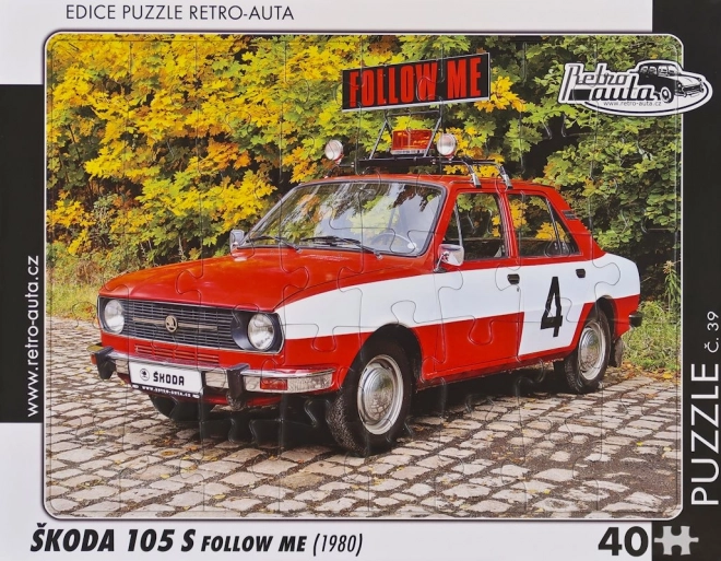 RETRO-AUTA Puzzle č.39 Škoda 105 S Follow Me (1980) 40 dílků