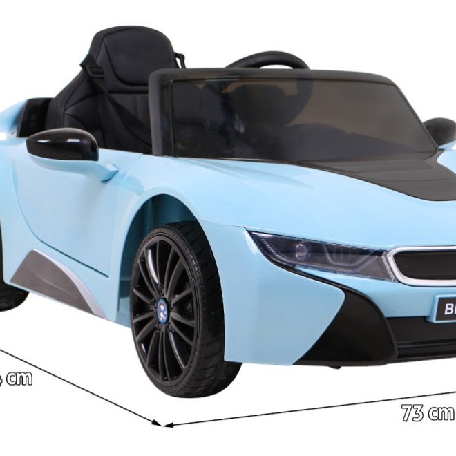 BMW I8 Lift Battery Car Blue + dálkové ovládání + pomalý start + 3bodové pásy + MP3 USB + LED dioda