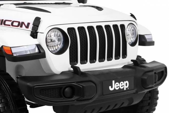 Jeep Wrangler Rubicon baterie pro děti Bílá + dálkové ovládání + rádio MP3 LED + kola EVA