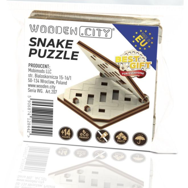 Wooden City 3D puzzle hlavolam mini Had