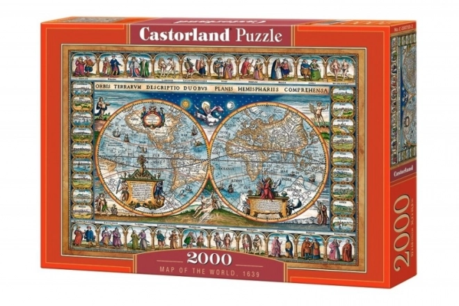 Puzzle 2000 dílků Mapa světa 1639