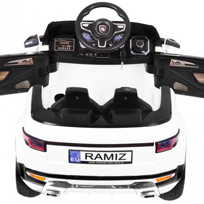 Elektrické autíčko Rapid Racer pro děti bílé + dálkové ovládání + pomalý start + EVA + MP3 LED