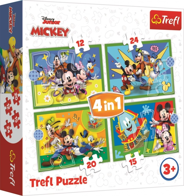 Puzzle 4v1 Mickey mezi přáteli