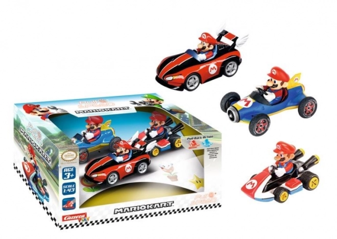 Sada vozidel Mario Kart 3-pack pull&speed