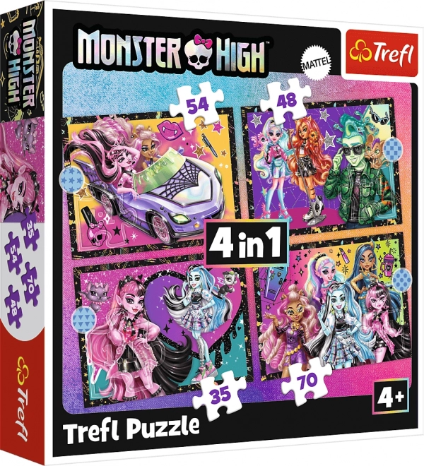 TREFL Puzzle Monster High: Elektrizující den 4v1 (35,48,54,70 dílků)