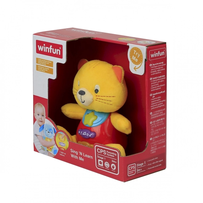 Maskot plyšový mňoukající kočka interaktivní