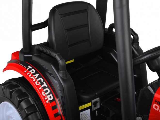 Velký elektrický traktor s přívěsem a lžící pro děti – Červená