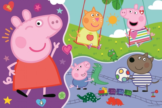 Puzzle 3v1 GIANT oboustranné 15 dílků Prasátko Peppa/Peppa Pig 60x40cm v krabici 40x27x6cm 24m+