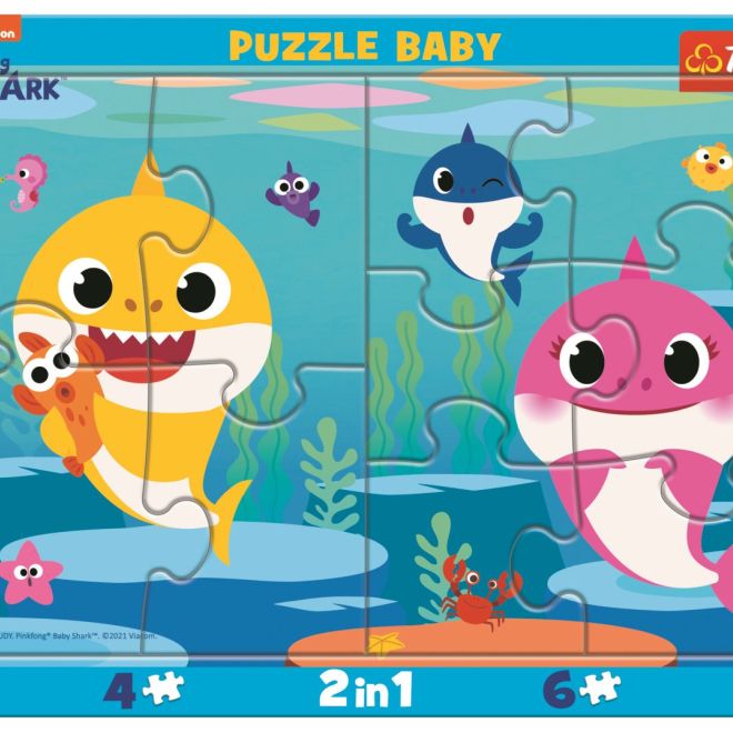 TREFL Baby puzzle Baby Shark: Šťastní žraloci 2v1, 10 dílků