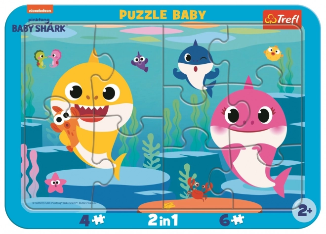 TREFL Baby puzzle Baby Shark: Šťastní žraloci 2v1, 10 dílků