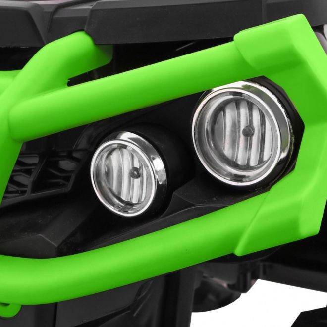Dětská bateriová čtyřkolka černá/zelená + kola EVA + rádio MP3 + LED dioda + pomalý start