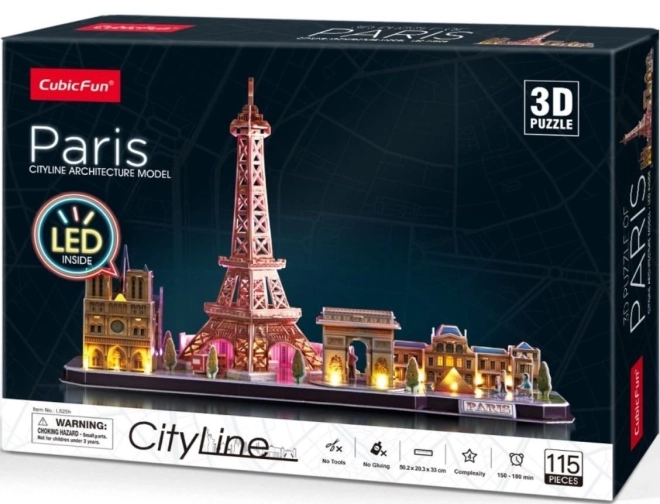 Svítící 3D puzzle CityLine Panorama Paříž