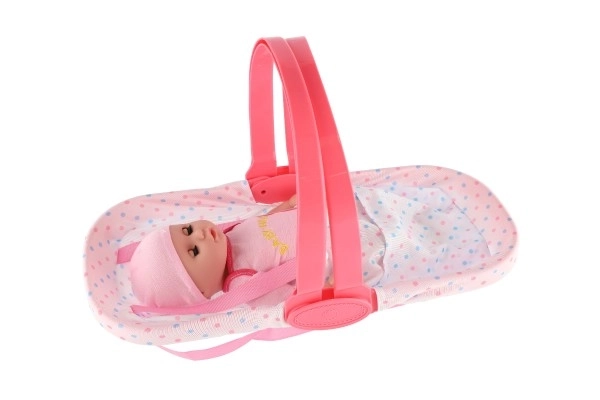 Panenka/miminko s nosítkem mrkací čurající plast 36cm pevné tělo s doplňky na bat. se zvukem v sáčku