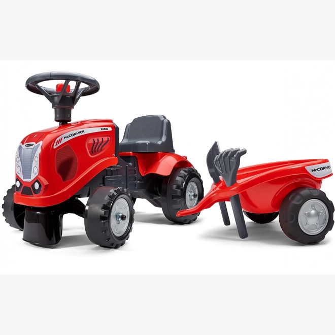 Dětský traktor Baby Mac Cormick červený s přívěsem