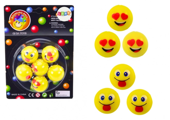 Sada gumových míčků Emoji žlutá 6 ks