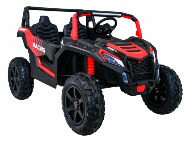 Silná závodní čtyřkolka buggy pro 2 děti Červená + Střídavý motor + Nafukovací kola + LED audio