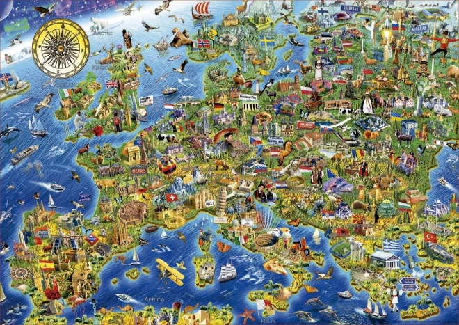 EDUCA Puzzle Šílená mapa Evropy 500 dílků