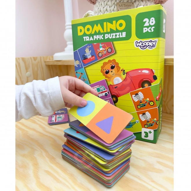 Woopie vzdělávací hra doprava zvířata puzzle domino Montessori
