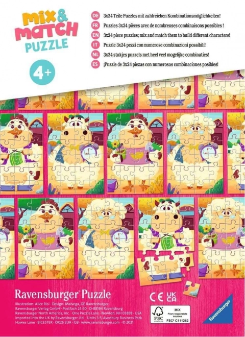 RAVENSBURGER Puzzle Mix&Match: Moji přátelé z farmy 3x24 dílků