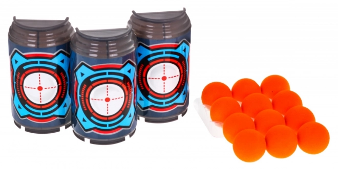 Velká pistole pro děti 6+ Manuální odpalovací mechanismus + 12 pěnových míčků + 3 figuríny Hůlky