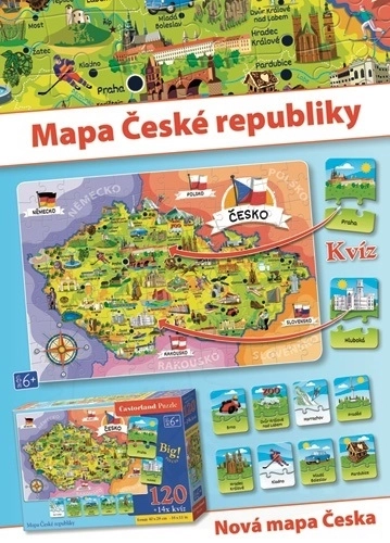 Kvízové puzzle - mapa České republiky 120 ks