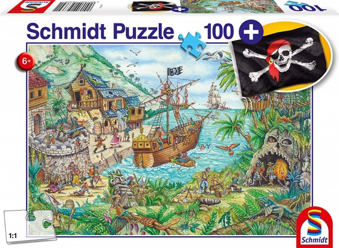 SCHMIDT Puzzle V pirátské zátoce 100 dílků + dárek (pirátská vlajka)