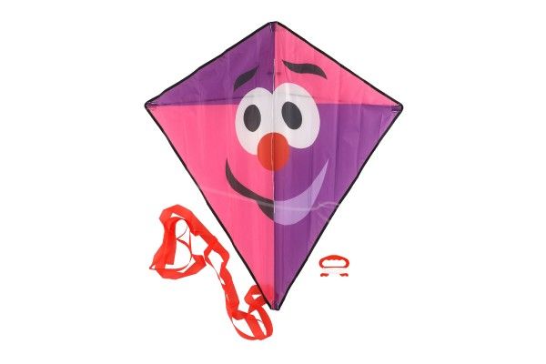 Drak létající klaun nylon 78x86cm  růžovo-fialový v látkovém sáčku 11x90x2cm