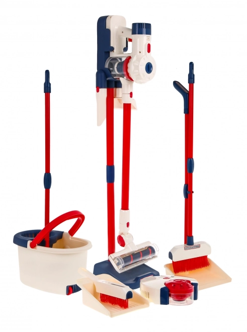 Úklidová sada 6v1 pro děti 3+ Interaktivní domácí spotřebiče vysavač robot mop koště prachovka