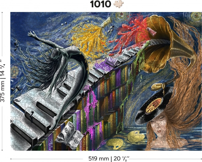WOODEN CITY Dřevěné puzzle Hudební fantazie 2v1, 1010 dílků EKO