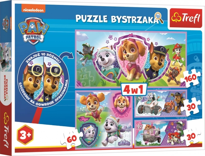 TREFL Puzzle s hledáním rozdílů Tlapková patrola 4v1 (30,30,60,160 dílků)