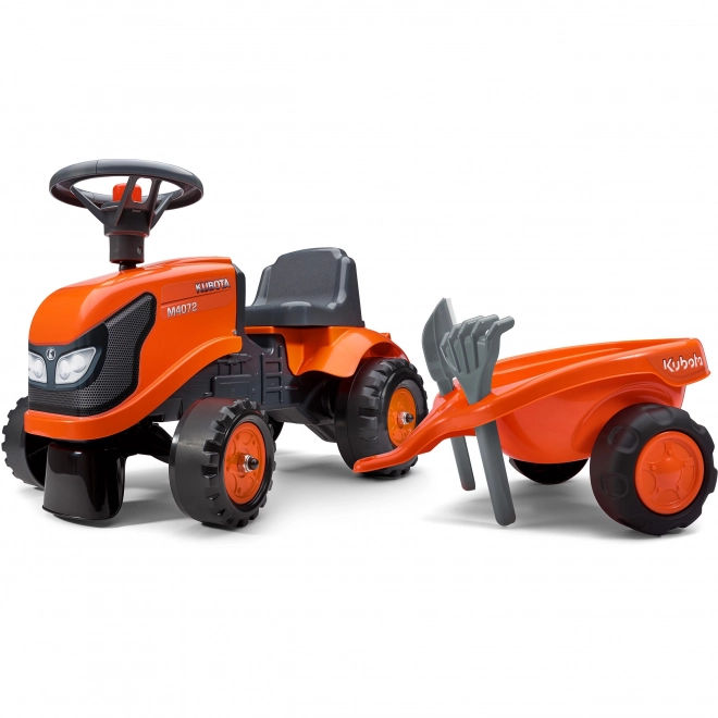 FALK 260C Baby Kubota ride-on traktor s přívěsem, hrable a lopata